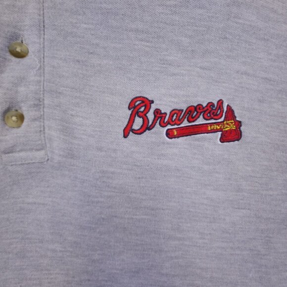 Puma Polo Shirt Braves Baseball Logo Men 2XL Light Gray Short Sleeve 100% Cotton - Picture 5 of 10